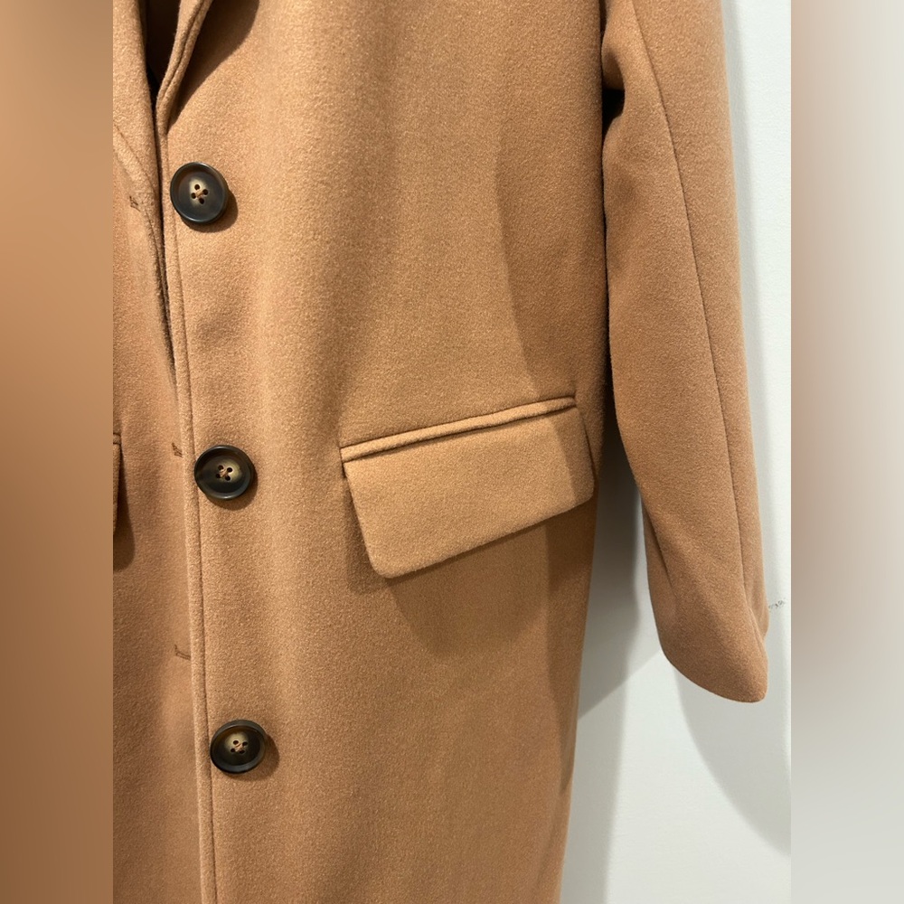 The Drop Women's Liam Loose Overcoat Camel Long Coat - Picture 5 of 9